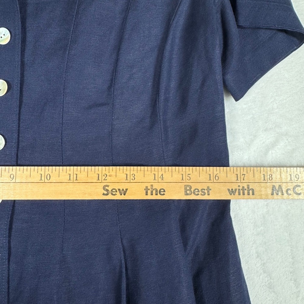 Orvis Navy Blue Linen Blend Button Down Midi Dress Womens 10 M L | Boho - Picture 8 of 12